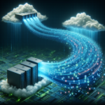 A cloud computing with data stream coming out of the clouds Description automatically generated with medium confidence